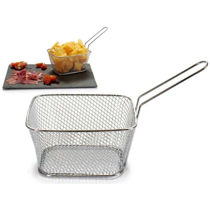Recipiente Rejilla con Asa Grande Kinvara 23x12.5x10.5 cm, Metal Plata (24 Unidades) Recipiente Rejilla con Asa Grande Kinvara 23x12.5x10.5 cm, Metal Plata (24 Unidades)