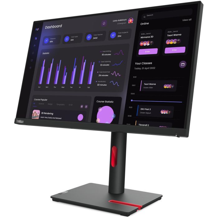 Lenovo T24i-30 Monitor ThinkVision 23.8" FHD IPS Ergonómico 1920x1080 con Soporte Ajustable, Low Blue Light y Hub USB 3.0 9