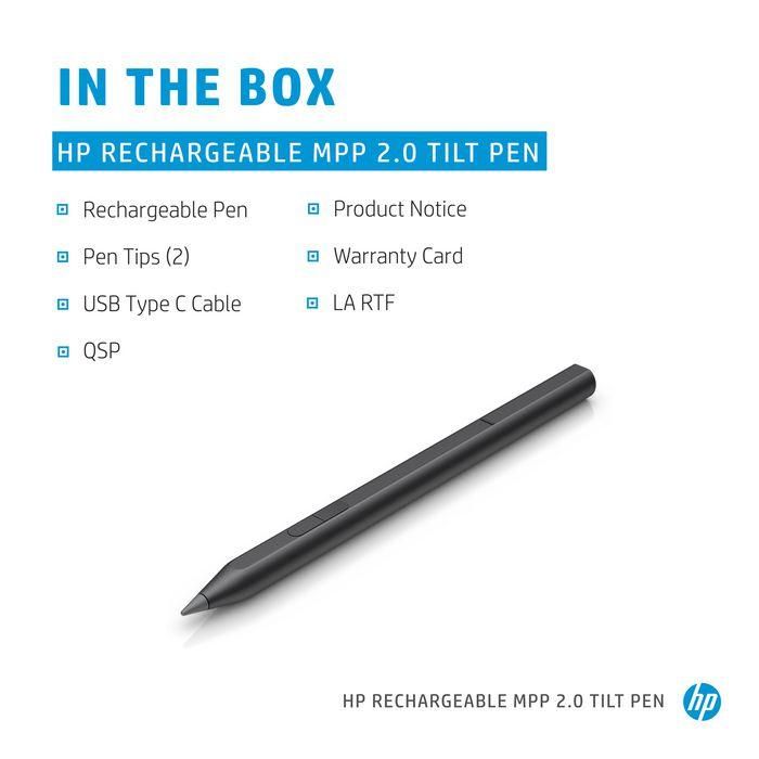 HP Lápiz Óptico Recargable MPP 2.0 con Función de Inclinación Negro para Mejor Respuesta y Transiciones Suaves 3