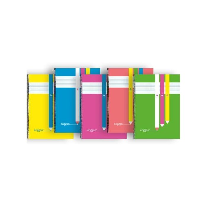 Eriggan Cuaderno Espiral 80 Hojas Folio 90 gr Cuadrícula 3x3 mm Tapa PP Colores Surtidos (Pack 5 Unidades) (5 Unidades)