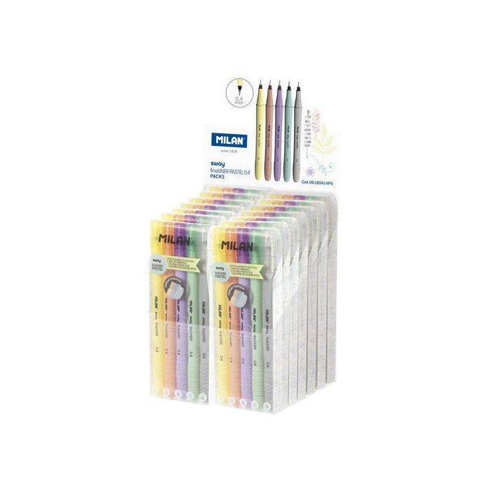 Rotulador Milan Sway Fineliner 0.4 Mm Expositor De 14 Estuches (5 Rotul X Estuche)