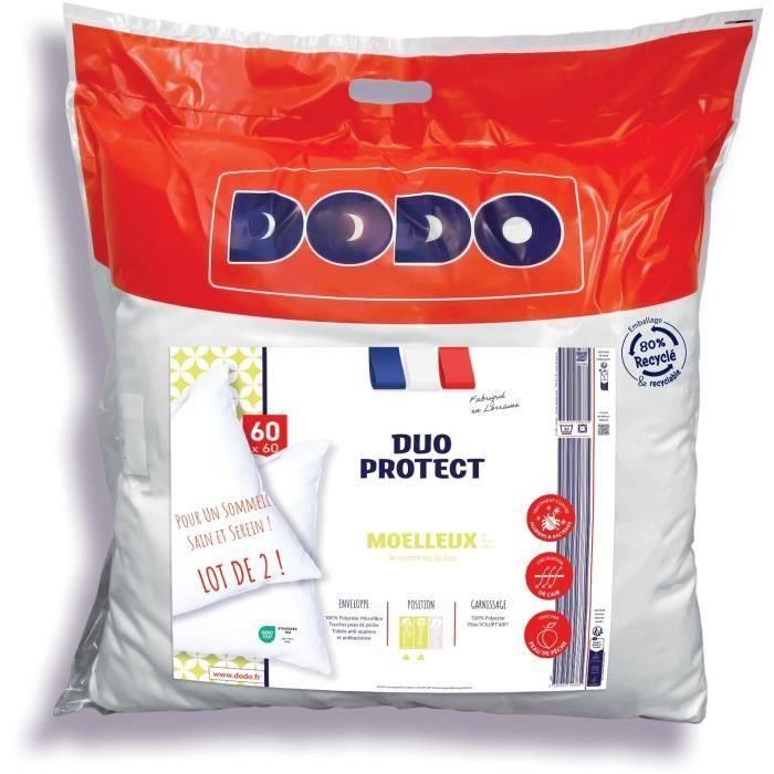 DODO - Juego de 2 almohadas suaves - DUO PROTECT - 60 x 60 cm - 100% Poliéster VOLUPT'AIR - Blanco 0 DODO - Juego de 2 almohadas suaves - DUO PROTECT - 60 x 60 cm - 100% Poliéster VOLUPT'AIR - Blanco 0