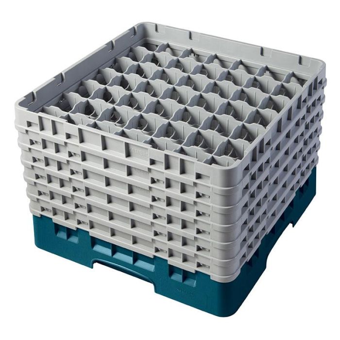 CAMBRO - 49S318-167 - Cesta de lavado 49 comp. 1 altura - 6 cm Ø máx. - alt. máx. 9,4 cm - 50 x 50 x 14,3 cm - Castaño
