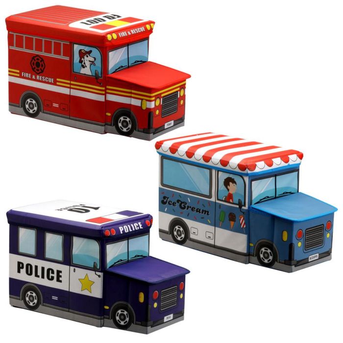 Jeux 2 momes Caja-Puf Orden 57x25 Furgoneta Infantil para Juguetes y Asiento Altura 32 cm 2