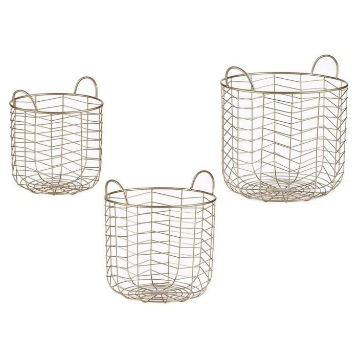 Set 3 Cestos Metálicos Redondos Champagne con Asas Giftdecor - 40x40x42.5 cm, 35x35x38.5 cm, 30x30x35 cm Set 3 Cestos Metálicos Redondos Champagne con Asas Giftdecor - 40x40x42.5 cm, 35x35x38.5 cm, 30x30x35 cm