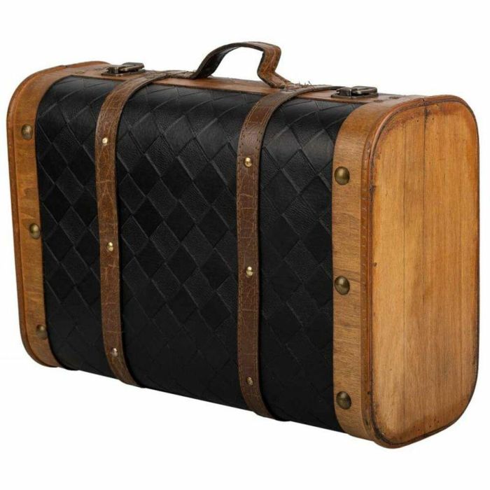 Maleta decorativa Alexandra House Living Negro PVC Madera Metal Tela Vintage 30 x 17 x 43 cm 3 Maleta decorativa Alexandra House Living Negro PVC Madera Metal Tela Vintage 30 x 17 x 43 cm 3