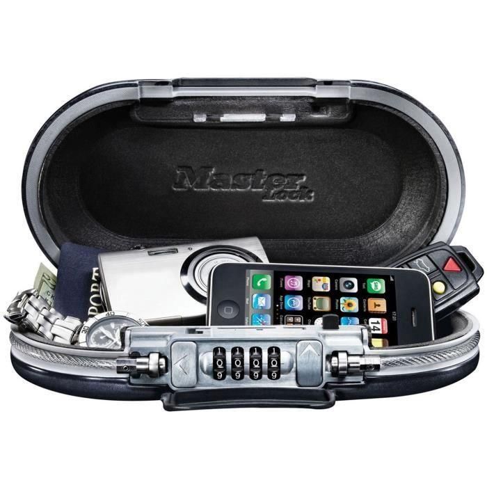 MASTER LOCK Mini baúl de viaje portátil con cable de seguridad - Negro MASTER LOCK Mini baúl de viaje portátil con cable de seguridad - Negro