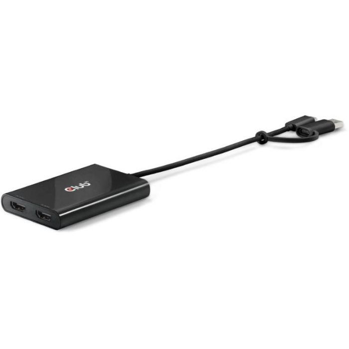 Club3D CSV-1475 Adaptador USB-C a 2x HDMI 4K@60Hz - Negro - Permite conectar dos pantallas HDMI con resolución 3840x2160.