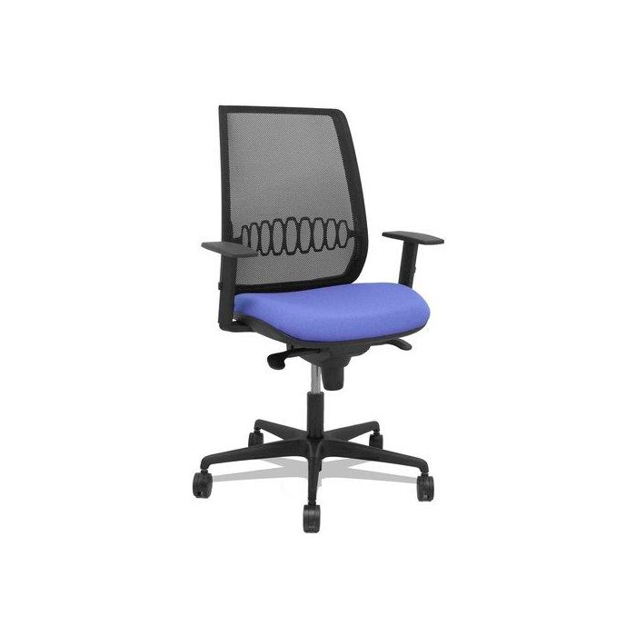 Silla Piqueras Y Crespo Alares Brazos Regulables Ergonomica Mecanismo Sincro Respaldo Malla Negra Asiento Tapizado Bali Azul Claro