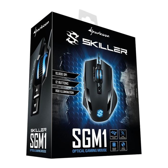 SHARKOON Ratón Gaming Skiller SGM1, Ergonómico, Óptico, 10800 DPI, 12 Teclas, Negro 6