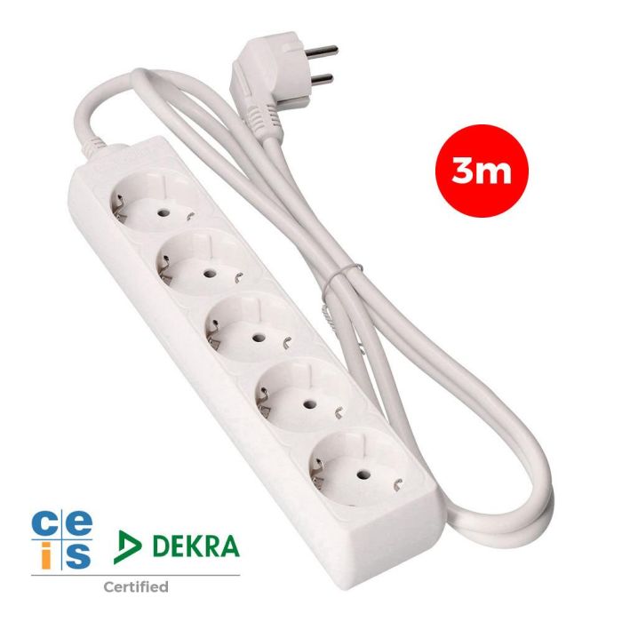 Edm Prolongador con 5 tomas 2p+t, 16 A 250 V, cable h05vv-f 3g 3 m, 3.680 W 0 Edm Prolongador con 5 tomas 2p+t, 16 A 250 V, cable h05vv-f 3g 3 m, 3.680 W 0