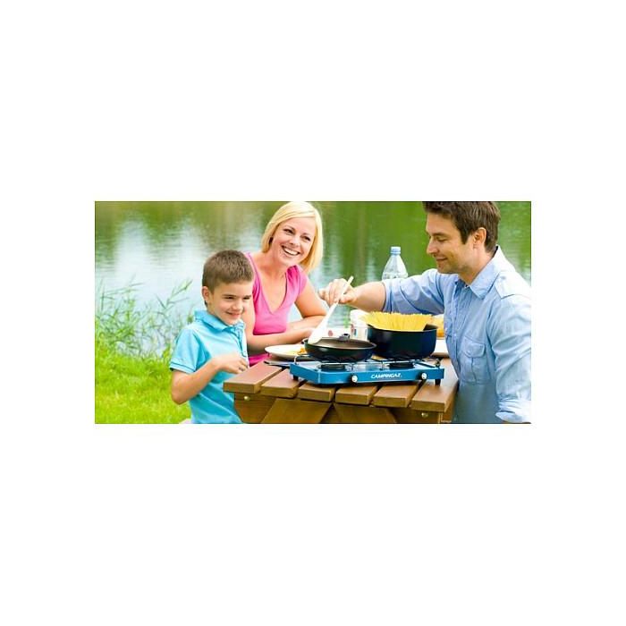 CAMPINGAZ Base Camp - Cocina de Camping de Gas con 2 Zonas, 1.4 kg, Color Azul