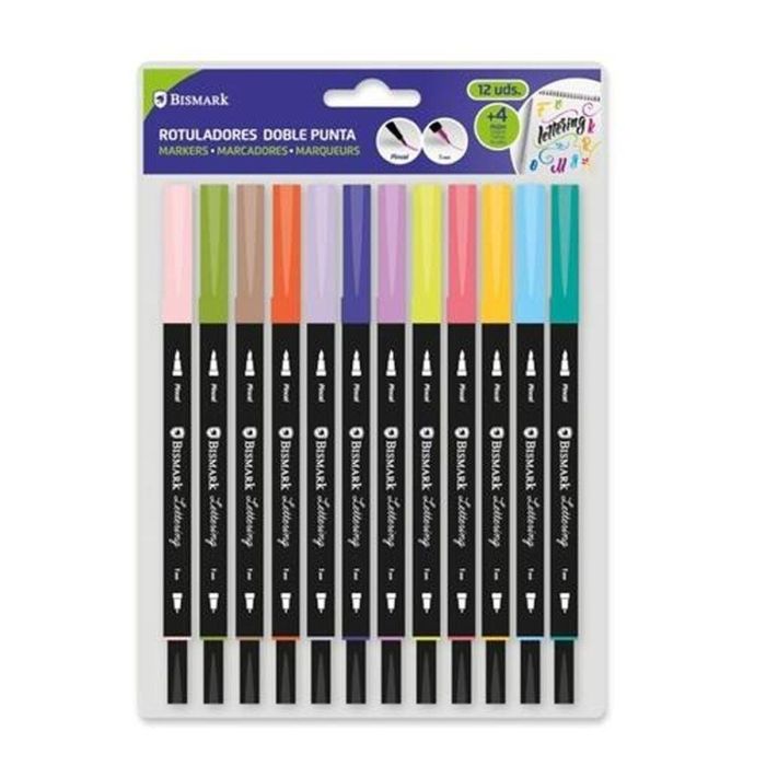 Set de Rotuladores Bismark LETTERING Multicolor 12 Piezas (6 Unidades) 1 Set de Rotuladores Bismark LETTERING Multicolor 12 Piezas (6 Unidades) 1
