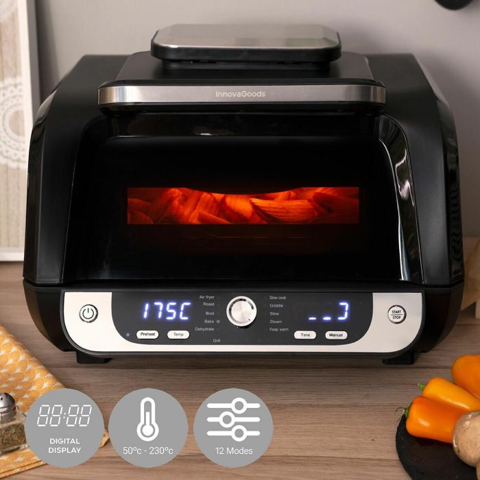 Freidora de Aire con Grill, Accesorios y Recetario InnovaGoods Fryinn 12-in-1 6000 Negro Acero 3400 W 6 L 11 Freidora de Aire con Grill, Accesorios y Recetario InnovaGoods Fryinn 12-in-1 6000 Negro Acero 3400 W 6 L 11