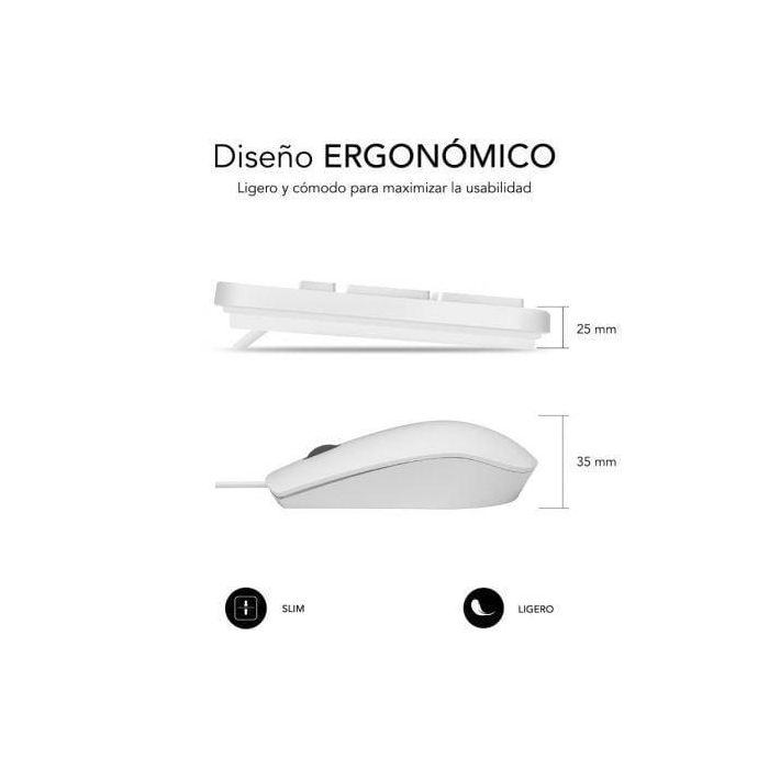 SUBBLIM Combo Business Slim Silencioso con cable USB Blanco 1