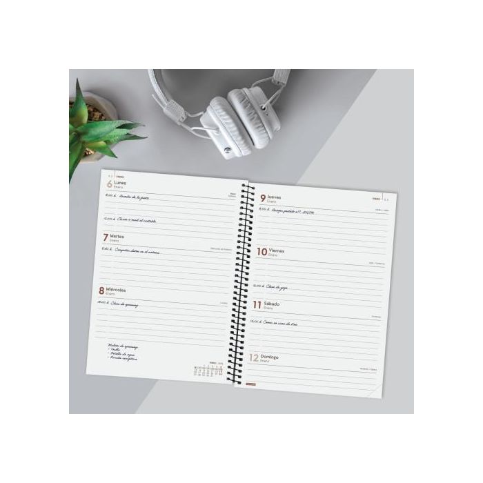 Finocam Agenda Anual Year Espiral E10-155x212 mm Svh Negro 2025 2