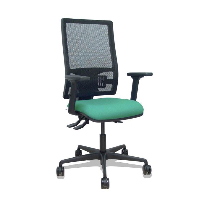 PIQUERAS Y CRESPO Silla Bormate asincro malla negra asiento bali verde esmeralda brazos 2D ruedas 65mm PIQUERAS Y CRESPO Silla Bormate asincro malla negra asiento bali verde esmeralda brazos 2D ruedas 65mm