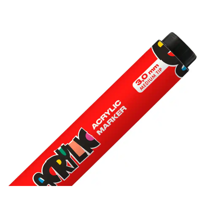 Liderpapel Rotulador Acrylic Base Agua para Todo Tipo de Superficie, Punta Redonda 3 mm, Rojo 3