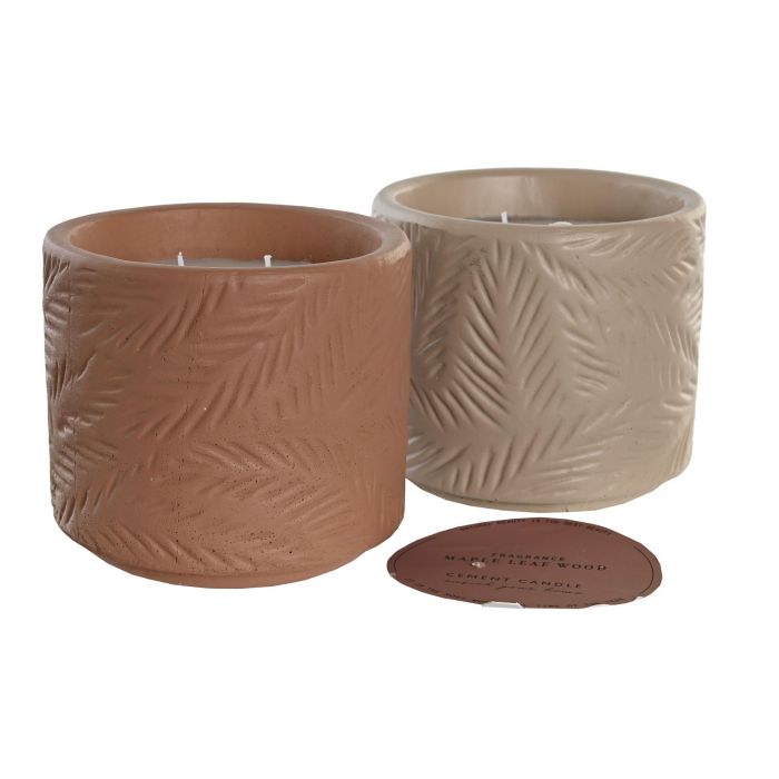 DKD Home Decor Vela Tropical Beige Terracota 260gr de Gres y Cera con 2% Perfume y Hojas Set 4 Unidades Surtido Aleatorio 12x12x11.5cm 1