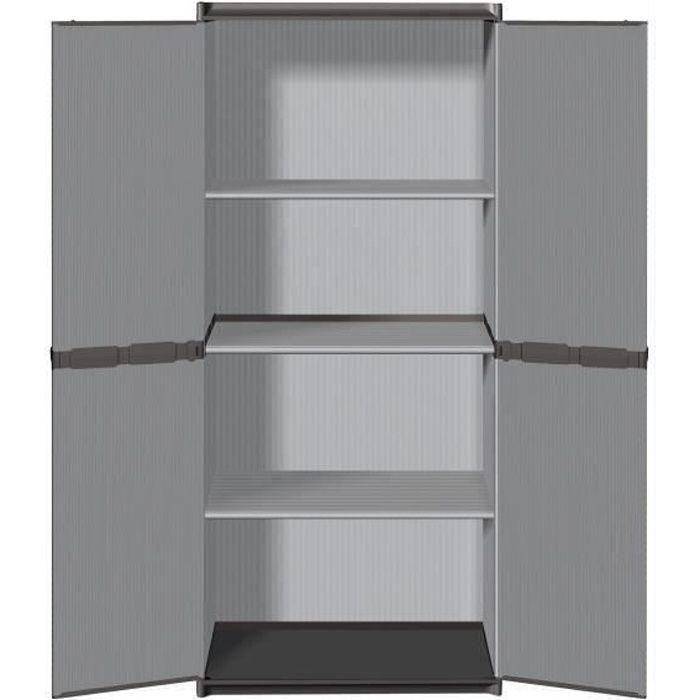 Tood Armario Alto de Resina con 3 Estantes y 2 Puertas, Gris, 68x39.5x168 cm Tood Armario Alto de Resina con 3 Estantes y 2 Puertas, Gris, 68x39.5x168 cm