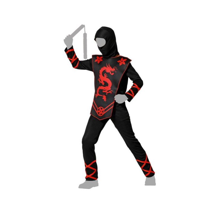 Disfraz Ninja Niño Infantil Negro Y Rojo 10-12 Años 4