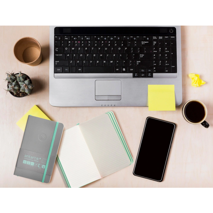 Antartik Cuaderno A6 Tapa Blanda Rayas Gris y Turquesa, 100 Hojas 80gr FSC 10