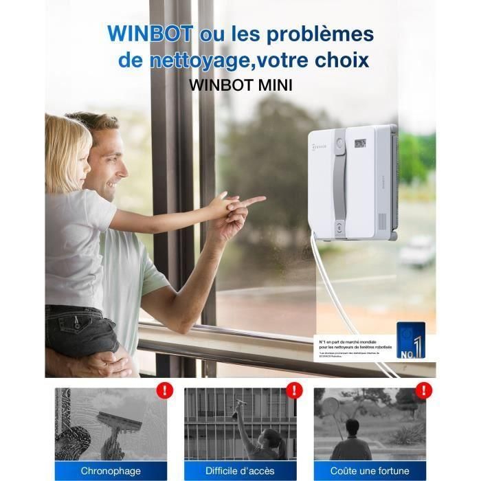 Ecovacs ECO1739406004735 Robot limpiacristales WINBOT Mini, diseño compacto, boquillas dobles con pulverizador ultrasónico 1