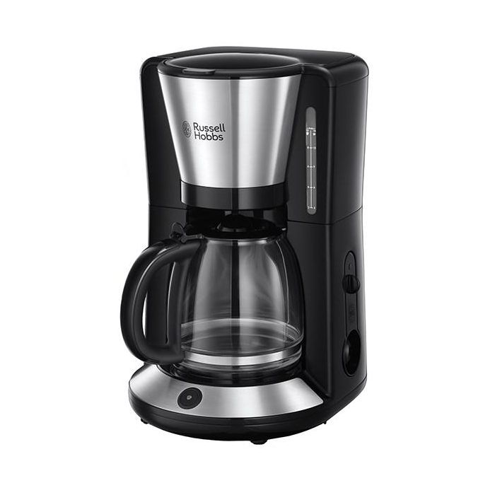 Russell Hobbs 24010-56 Cafetera de Goteo Adventure, Jarra de Cristal 1.25L (10 Tazas), Tecnología WhirlTech, Color Negro