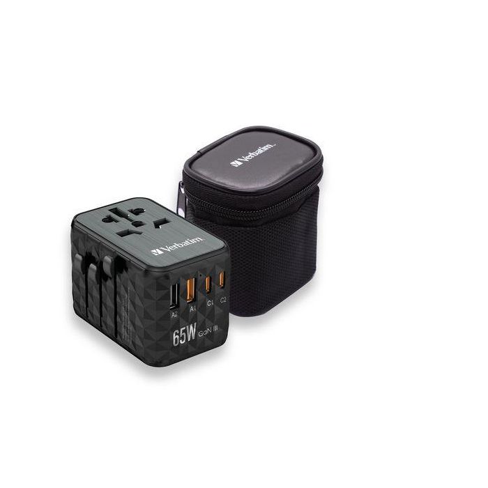 Verbatim Adaptador Universal de Viaje UTA-05 con 2 Puertos USB-C (65W PD/PPS/QC4+) y 2 Puertos USB-A (60W QC3.0), Negro 2