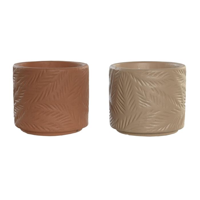 DKD Home Decor Vela Tropical Beige Terracota 260gr de Gres y Cera con 2% Perfume y Hojas Set 4 Unidades Surtido Aleatorio 12x12x11.5cm