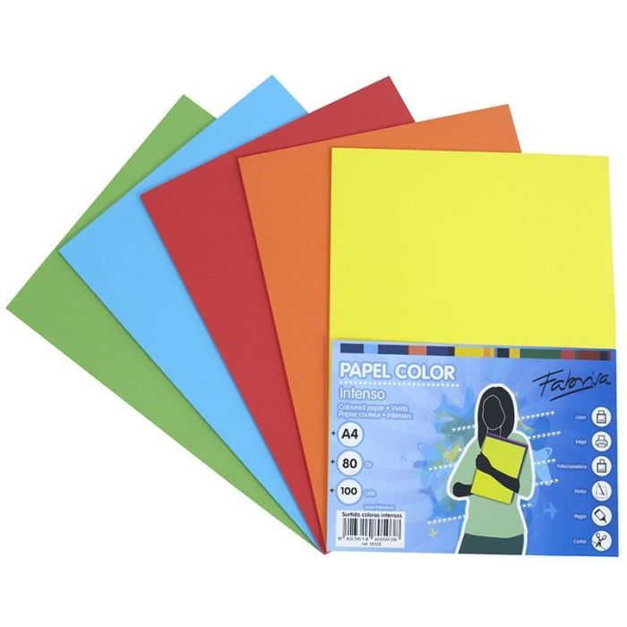Fabrisa Papel Din A4 80 gr Inkjet-Láser Paquete 100H Retractilado 5 Colores Fuertes Fabrisa Papel Din A4 80 gr Inkjet-Láser Paquete 100H Retractilado 5 Colores Fuertes