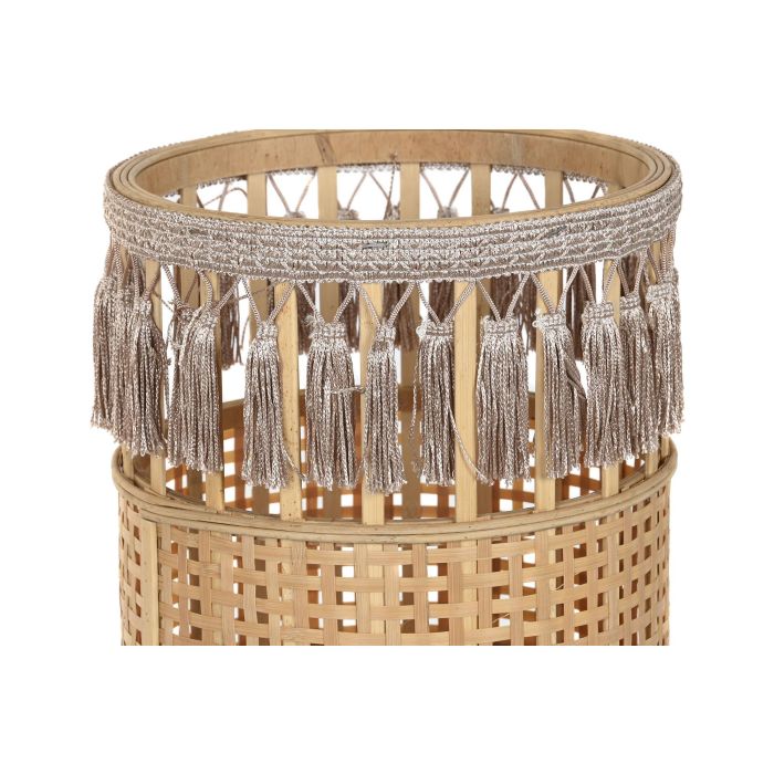 DKD Home Decor Macetero Negro Marron Set 2 Piezas 32x32x68 cm Bambu Metal 1