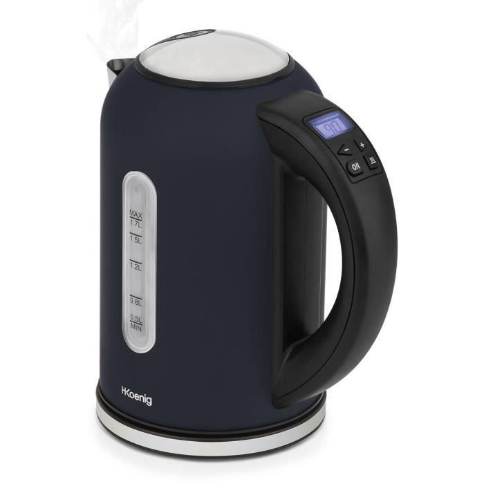 Hervidor programable - HKoeNIG - Boe56 - 1,7L - 2200 W - Temperatura regulable - Pantalla LCD - Azul noche mate y acero inoxidable 2