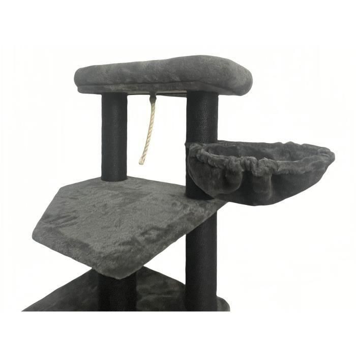 GUILY Rascador para gatos gris oscuro - 50 x 50 x 141 cm - Gris oscuro - 2 plataformas, 1 percha, 1 cabaña, 1 rampa, 1 túnel 4 GUILY Rascador para gatos gris oscuro - 50 x 50 x 141 cm - Gris oscuro - 2 plataformas, 1 percha, 1 cabaña, 1 rampa, 1 túnel 4