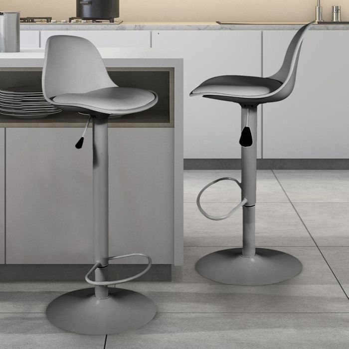 Home Deco Factory Taburete Bar Essentiel Gris Regulable en Altura 83-104 cm Diseño Moderno 6