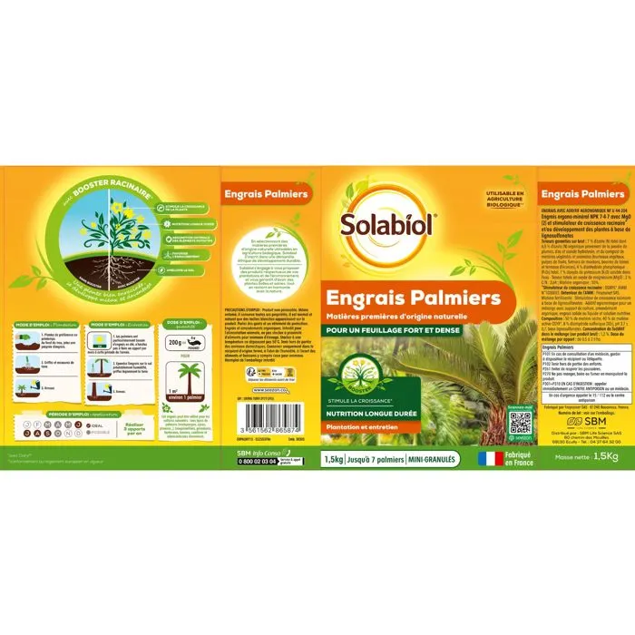 Solabiol SOPALMY15 Fertilizante Palmeras y Plantas Mediterráneas - 1,5 Kg 1