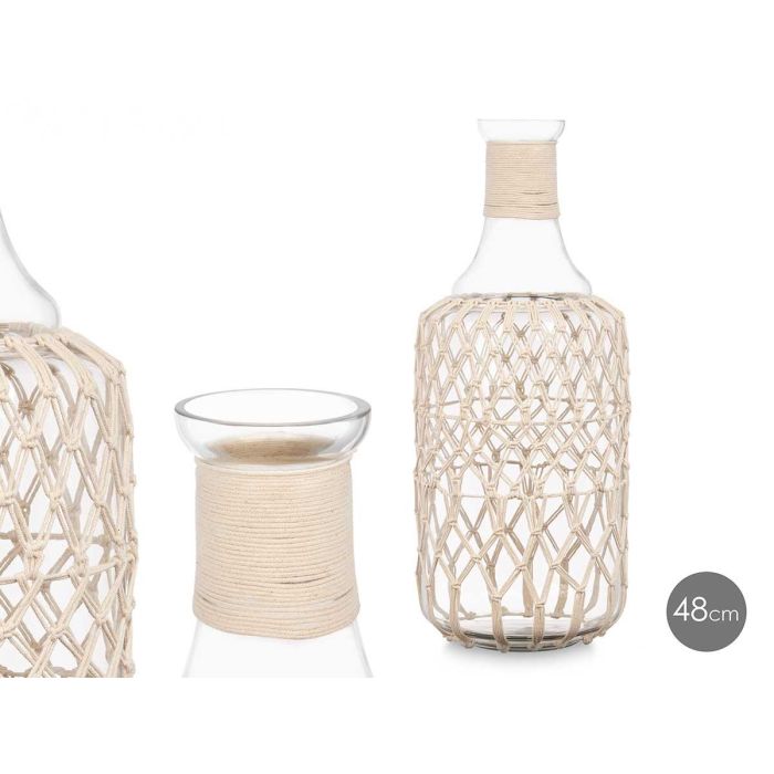 Botella de Vidrio con Cuerda Blanca - Giftdecor 20x48x20 cm (2 Unidades) Botella de Vidrio con Cuerda Blanca - Giftdecor 20x48x20 cm (2 Unidades)