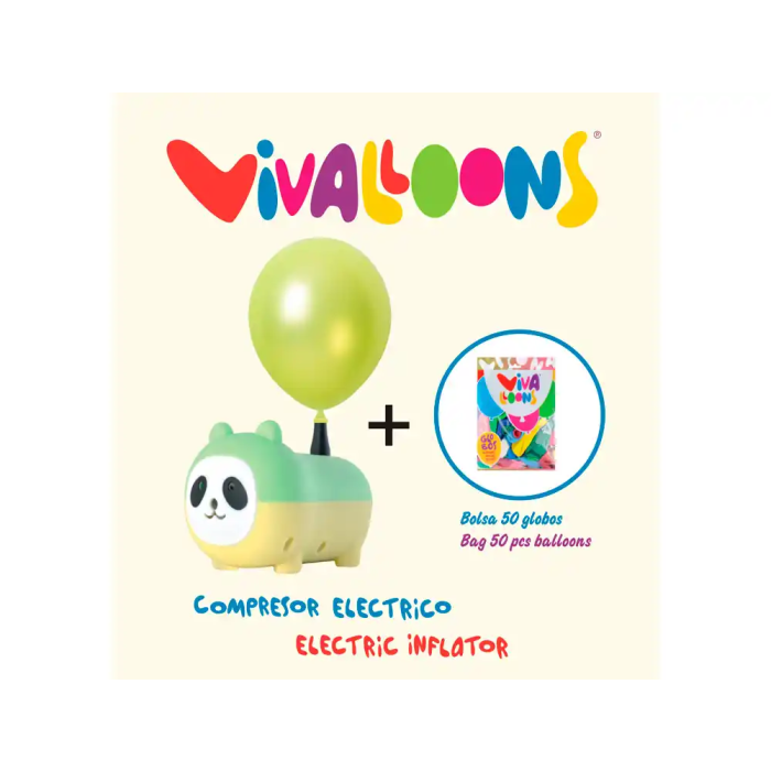 Blanca Compresor Eléctrico Panda 450W con Bolsa de 50 Globos de Látex Biodegradable Colores Surtidos de Regalo 3