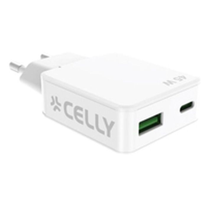 Cargador de Pared Celly SLIMTC1C1A45WWH Blanco 45 W 2 Cargador de Pared Celly SLIMTC1C1A45WWH Blanco 45 W 2