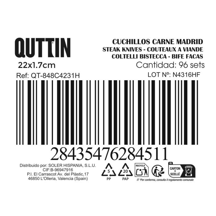 Set de 2 Cuchillos para Carne Madrid 21 cm - Inde (12 Cajas) 2