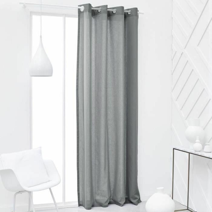 Today TOD1694780973290 Cortina con Ojales, 100% Algodón, 140x240cm, Color Acero 2