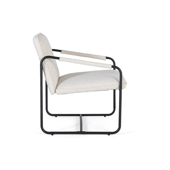 GINER Y COLOMER Sillón Tapizado en Tela Beige con Acolchado, Lote de 2, Hierro Negro Mate 2 GINER Y COLOMER Sillón Tapizado en Tela Beige con Acolchado, Lote de 2, Hierro Negro Mate 2