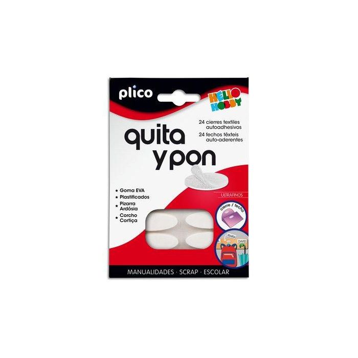 Plico Quita y Pon Piezas de Velcro Ovalado Autoadhesivo, Blister de 24 Unidades, Ideal para Manualidades y Disfraces