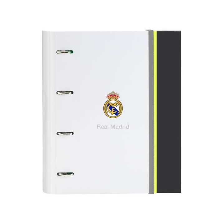 Safta Carpeta 4 Anillas 35mm A4 Cartón Forrado con Recambio 100 Hojas y 5 Separadores Real Madrid 1ª Equipación 2025/2026 Safta Carpeta 4 Anillas 35mm A4 Cartón Forrado con Recambio 100 Hojas y 5 Separadores Real Madrid 1ª Equipación 2025/2026