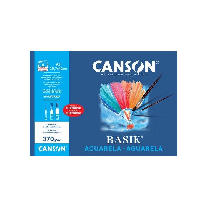 Canson Minipack Acuarela y Témpera Basik 6 Hojas Liso 29,7x42 cm