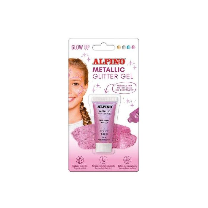 Maquillaje Alpino Glitter Gel Metalico Rosa Blister De 1