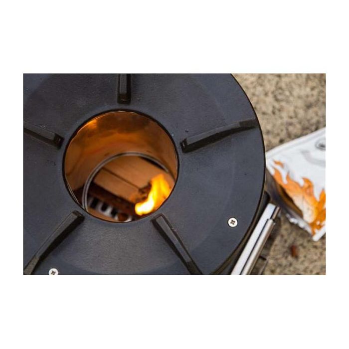 Petromax Raketenofen RF33 - Hornillo de Combustible Sólido de 1 Zona, Hierro Fundido/Acero Inoxidable, 250x300x330 mm, 6.5 kg, Negro/Plata