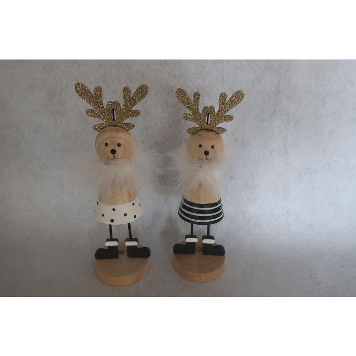 Figura Navidad Moderna DKD Home Decor Blanco Negro 6.5 x 21.5 x 6.5 cm (12 Unidades)