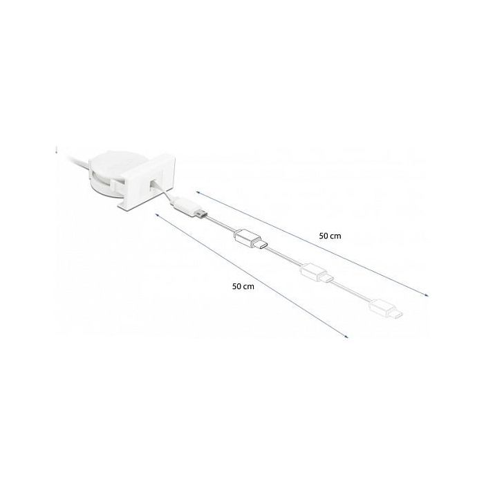 DeLOCK Easy 45 Cable Modular USB 2.0 Retráctil USB-A a Micro-USB B Blanco 0.62 m - 480 Mbit/s 1 DeLOCK Easy 45 Cable Modular USB 2.0 Retráctil USB-A a Micro-USB B Blanco 0.62 m - 480 Mbit/s 1
