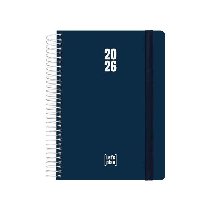 Agenda Anual (2026) Grafoplas Polipropileno Espiral Tapa Pp Con Goma A5 210X150 D/P Azul Marino